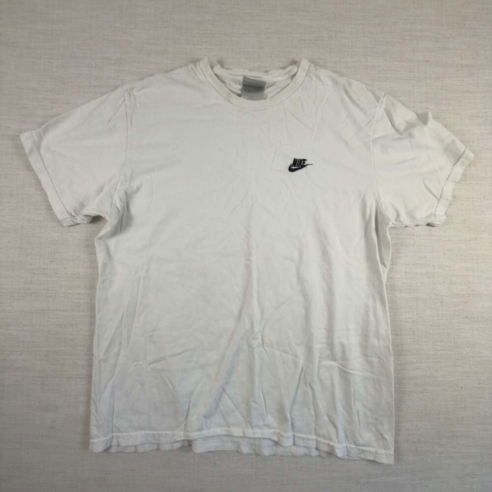 Nike Mens White Short Sleeve Embroidered Logo Cotton T-Shirt Large